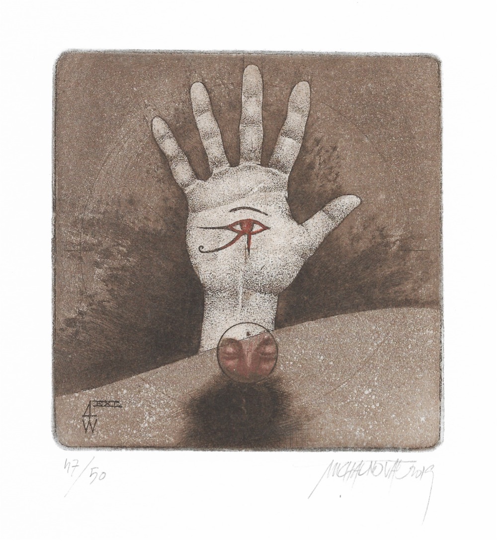 Ets/ aquatint/ mezzotint van Michal Novak (Tsjechië) uit 2021